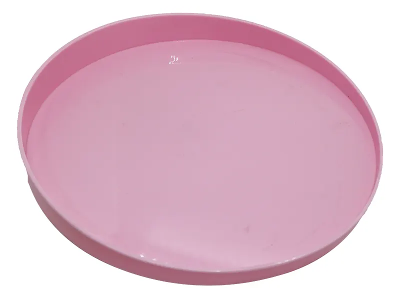 صينية تقديم فطار دائرية بلاستيك سادة - بينك