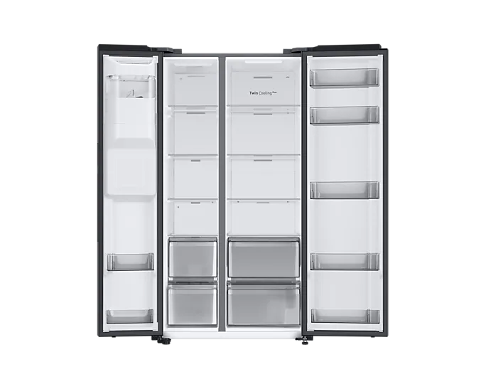 Samsung Side by Side Refrigerator, No Frost, 634 Liters, Inverter, 2 Doors, Water Dispenser, SpaceMax™ Purification, Black, RS68A8820B1