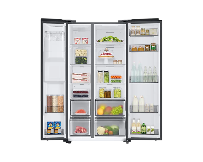 Samsung Side by Side Refrigerator, No Frost, 634 Liters, Inverter, 2 Doors, Water Dispenser, SpaceMax™ Purification, Black, RS68A8820B1