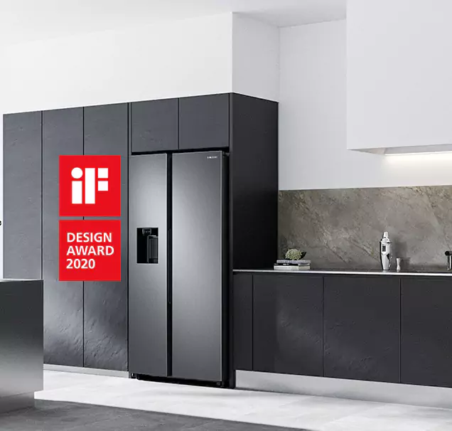 Samsung Side by Side Refrigerator, No Frost, 634 Liters, Inverter, 2 Doors, Water Dispenser, SpaceMax™ Purification, Black, RS68A8820B1