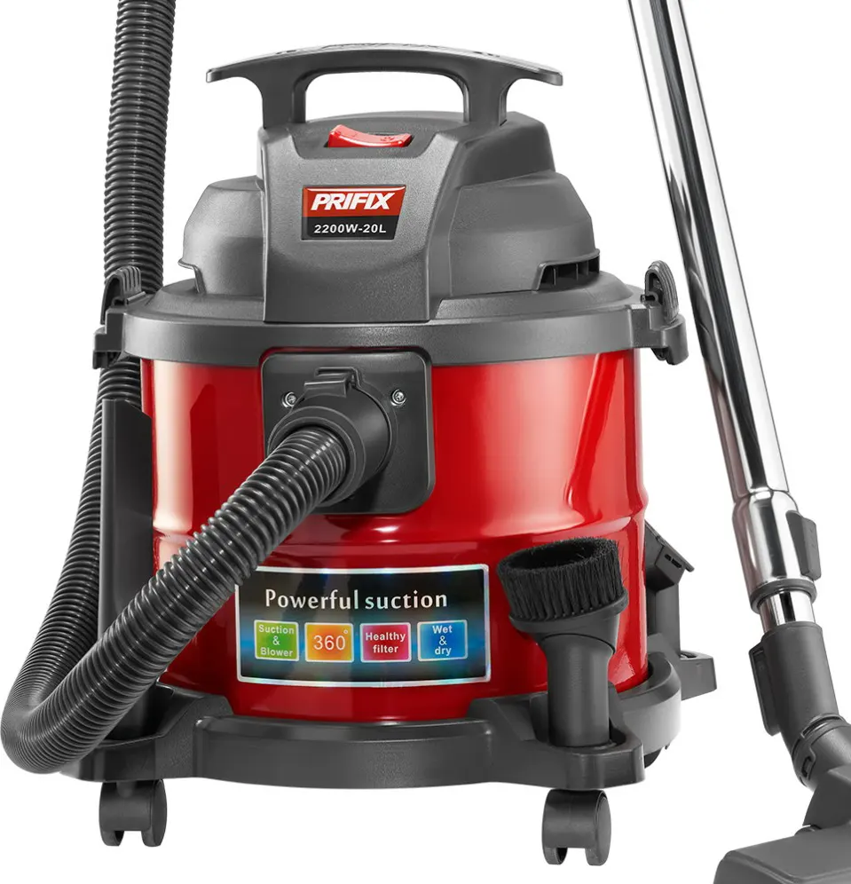 Prifix Tank Vacuum Cleaner, 2200 Watt, Red, DVC2200