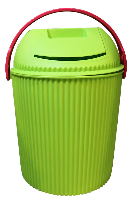 Double Lid Plastic Trash Can - Green