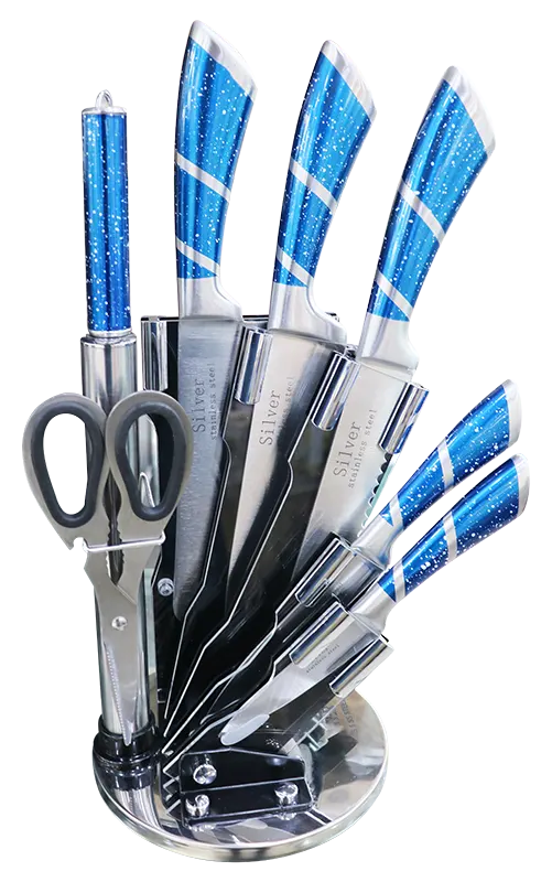 طقم سكاكين منزلي من سيلفر بيد معدن 7 قطع - لبني