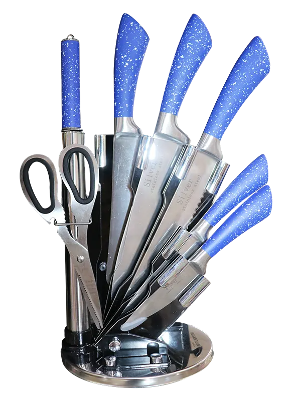 طقم سكاكين منزلي من سيلفر بيد معدن 7 قطع - أزرق