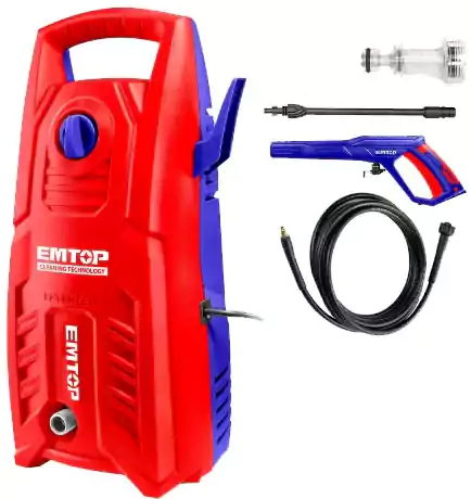 EMTOP  High Pressure Washer, 130 Bar, 1400 Watt, Red, EHPW1401