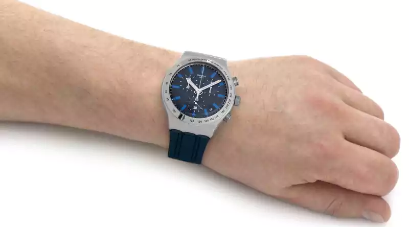 Swatch ELECTRIC BLUE Men's Watch, Analog, Rubber Strap, Blue, YVS478