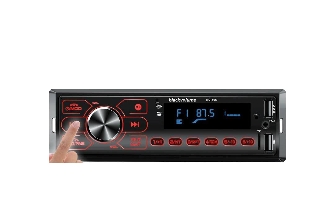 Black Volume Car Audio Player, USB & AUX, Touch Control, Black RU-466