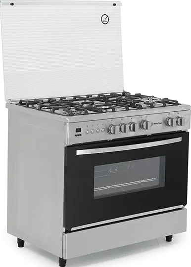 بوتجاز غاز وايت بوينت 5 شعلة، 60*90 سم، امان كامل، حوامل أواني زهر، مروحة، ستانلس ستيل، WPGC9060XTOCFSDA