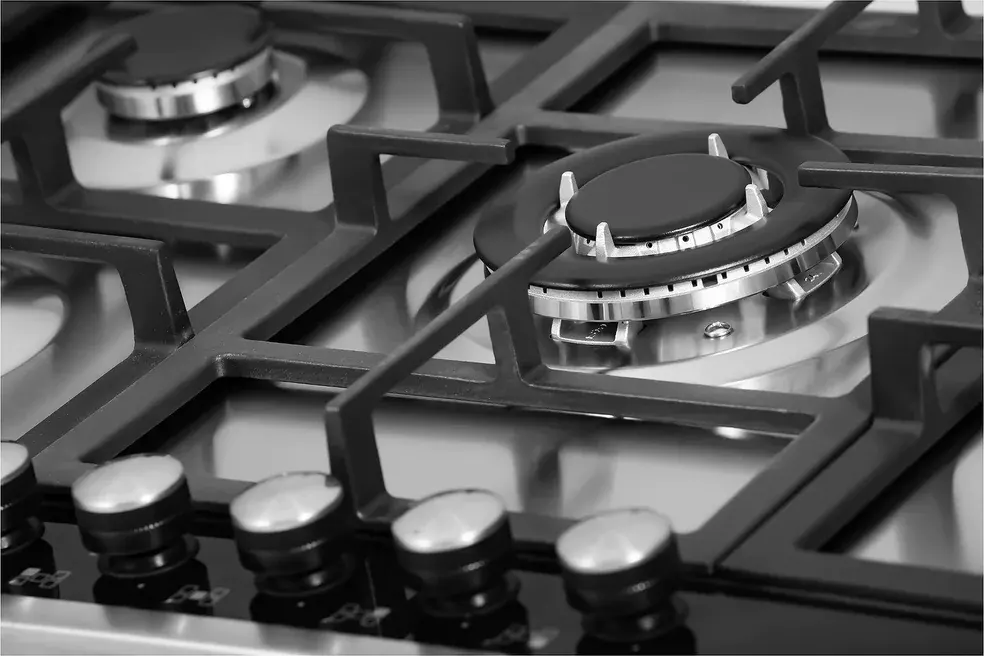 بوتجاز غاز مسطح بلت ان هانز 5 شعلة، 90 سم، حوامل زهر، امان كامل، لوحة تحكم كريستال اسود، استانلس ستيل، HANS 9740-24