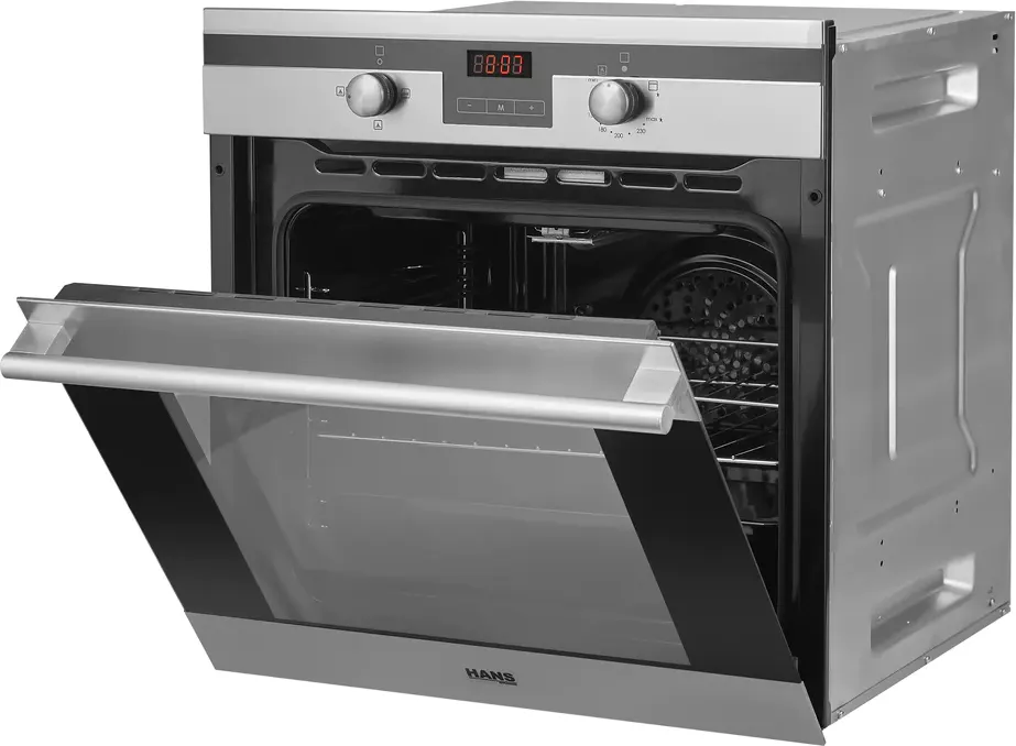 Hans Built-in oven, 60 cm, gas, 67 litres, digital with grill, silver*black, OGO202-12