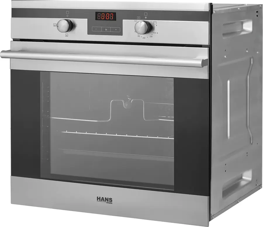Hans Built-in oven, 60 cm, gas, 67 litres, digital with grill, silver*black, OGO202-12