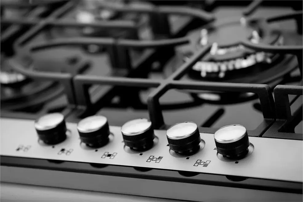 Hans Built-in Hob Cooker, 5 Gas Burners, 90 cm, Black Glass, Stainless Frame, HANS 9210-19