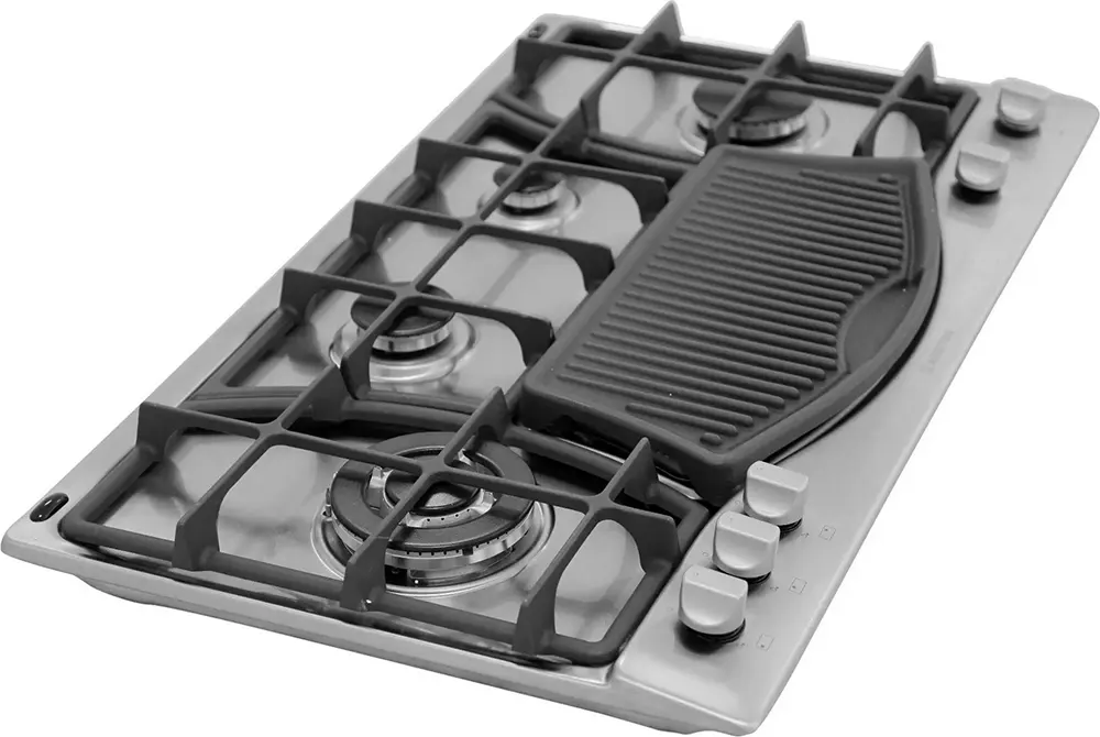 Ariston Built-In Hob, 90 cm, 4 Gas Burners + Grill Burner, Stainless, PH 941 MSTBGH