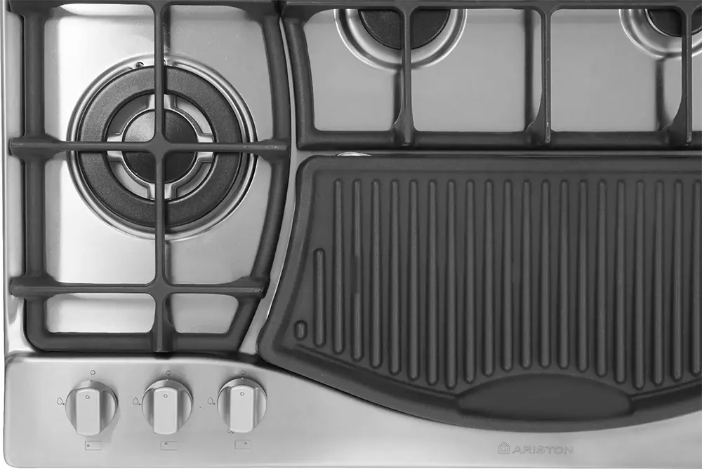 Ariston Built-In Hob, 90 cm, 4 Gas Burners + Grill Burner, Stainless, PH 941 MSTBGH