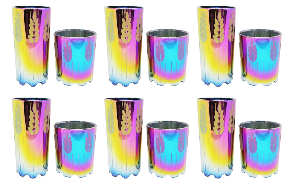 طقم أكواب عصير 12 قطعة الإسراء صان ارجوان كبير و صغير- ألوان متعددة