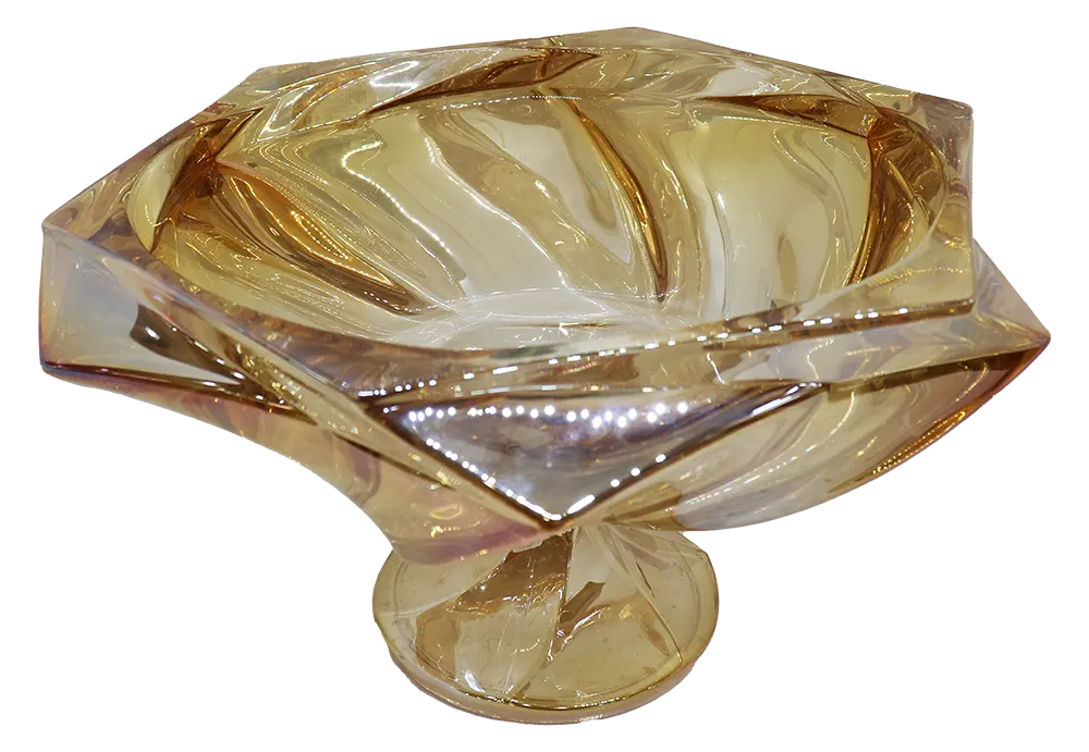 Modern hexagonal glass large size fruit dish - honey