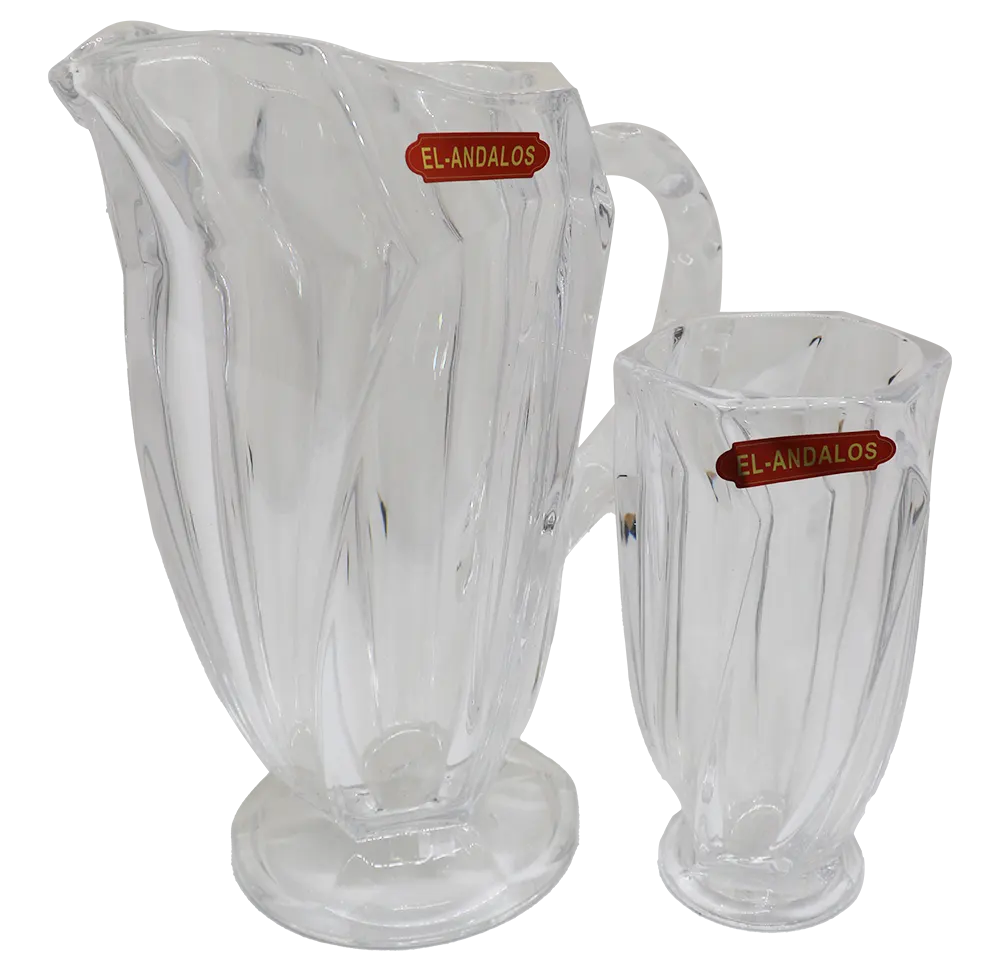 7-Piece Ribbed Glass Drinkware Set - Plain clear