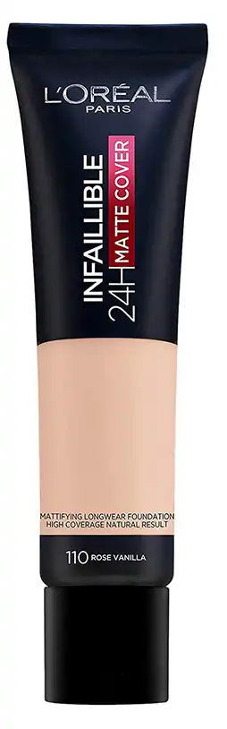 كريم أساس انفاليبل24ساعه مات من لوريال 110 روز فانيلا