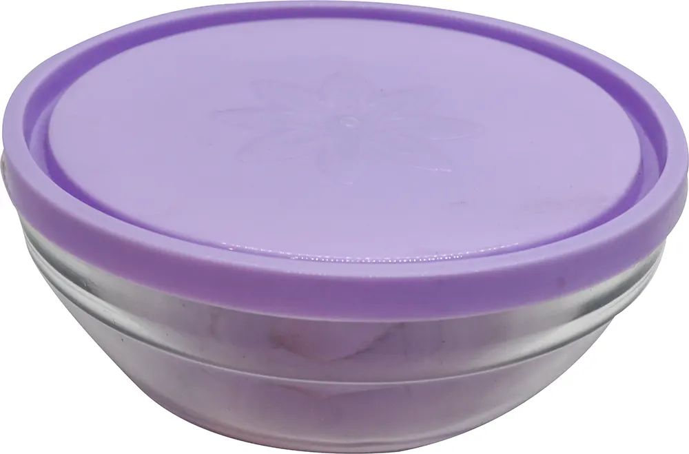 بولة غويطة زجاج بغطاء  شكل دائري - شفاف