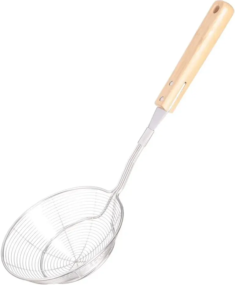 Stainless steel falafel with a wooden handle - beige