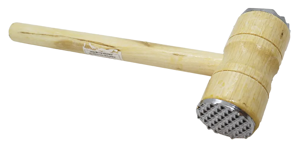 Home Wood Stainless Steel Meat Tenderizer With Wooden Handle - Beige