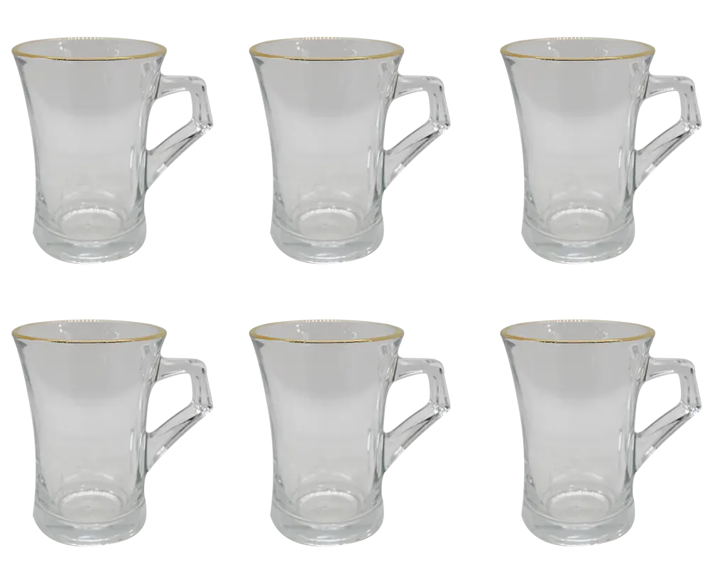 طقم مج قهوه 6 قطع تركى ازور مدهب