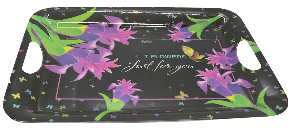 صينية تقديم فطار مستطيلة بلاستيك - أسود