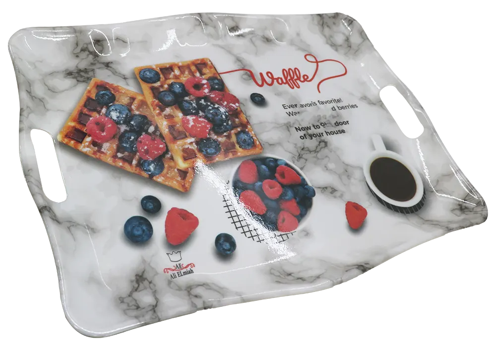 Decorated rectangular plastic breakfast tray - Gray