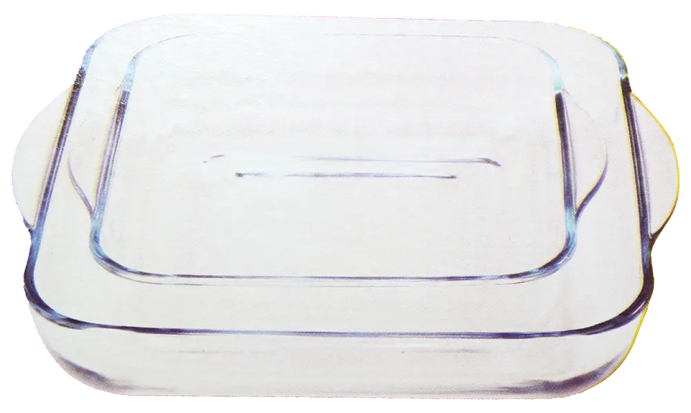 طقم طواجن بيركس مستطيل تركي قطعتين - شفاف