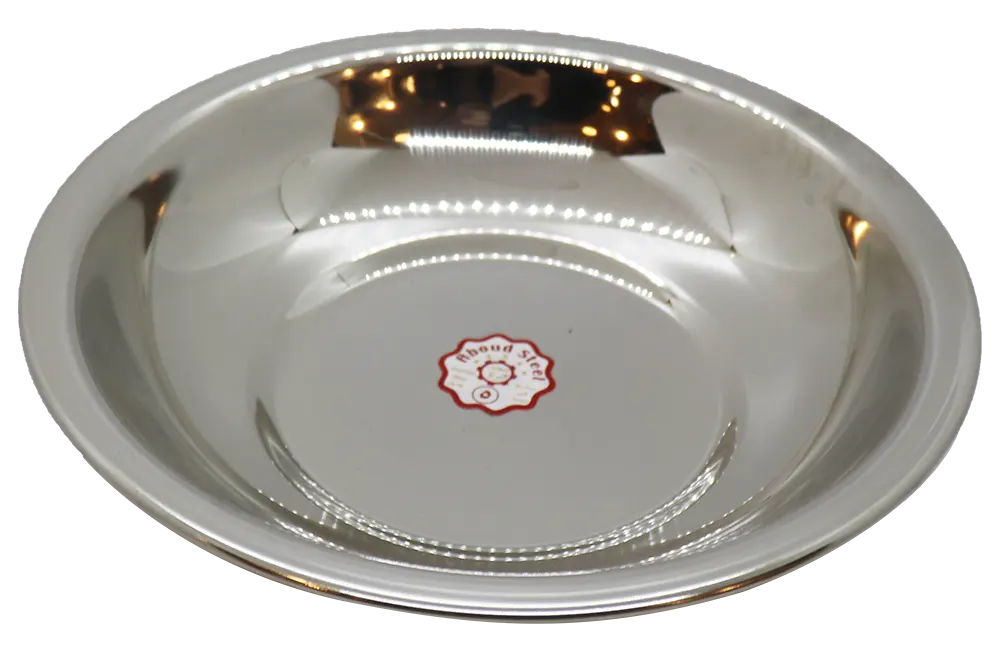 طبق استانلس غويط دائري من عبود، مقاس 5، سادة، فضي