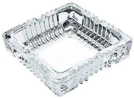 طفاية سجائر زجاج  مربعة  - شفاف