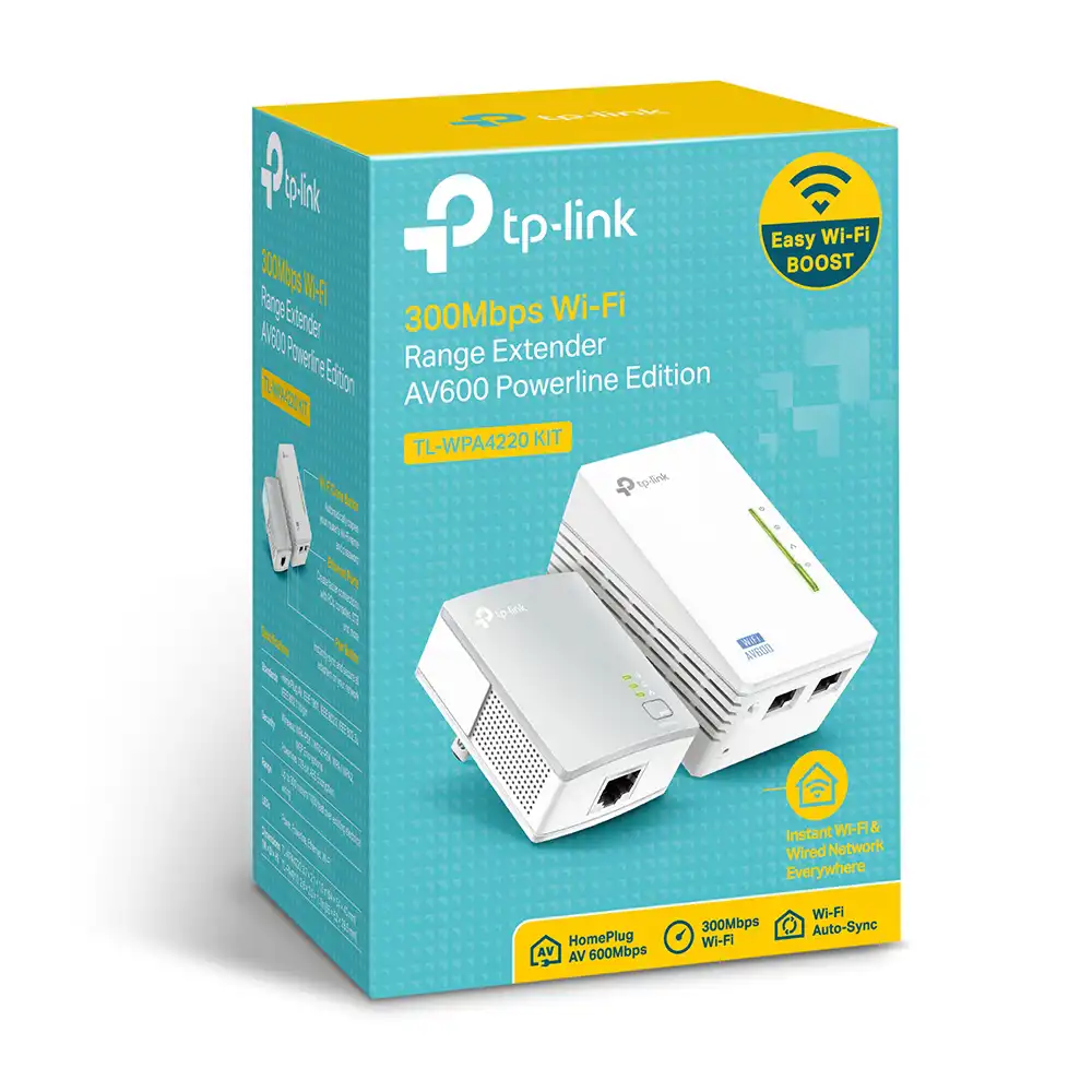 TP-Link WiFi Range Extender, AV600, Single Band, 300 Mbps, White, TL-WPA4220KIT