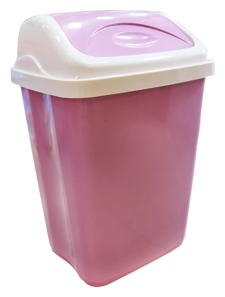 سلة قمامة بلاستيك من لمسة بغطاء مزدوج - بينك