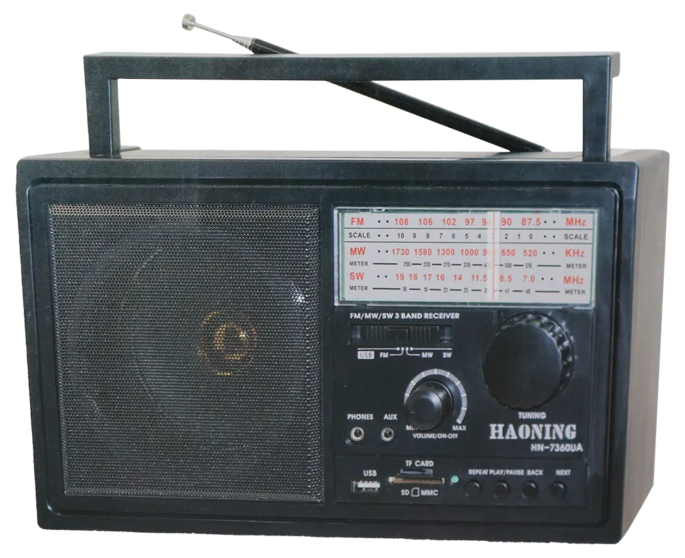 Haoning FM-AM-SW Portable Radio, Classic, Plugged In or Rechargeable Battery, Loud and Clear Sound, USB Port, Memory Card and Headphone, Solar Panel, Multiple Colors, HN-7360UA