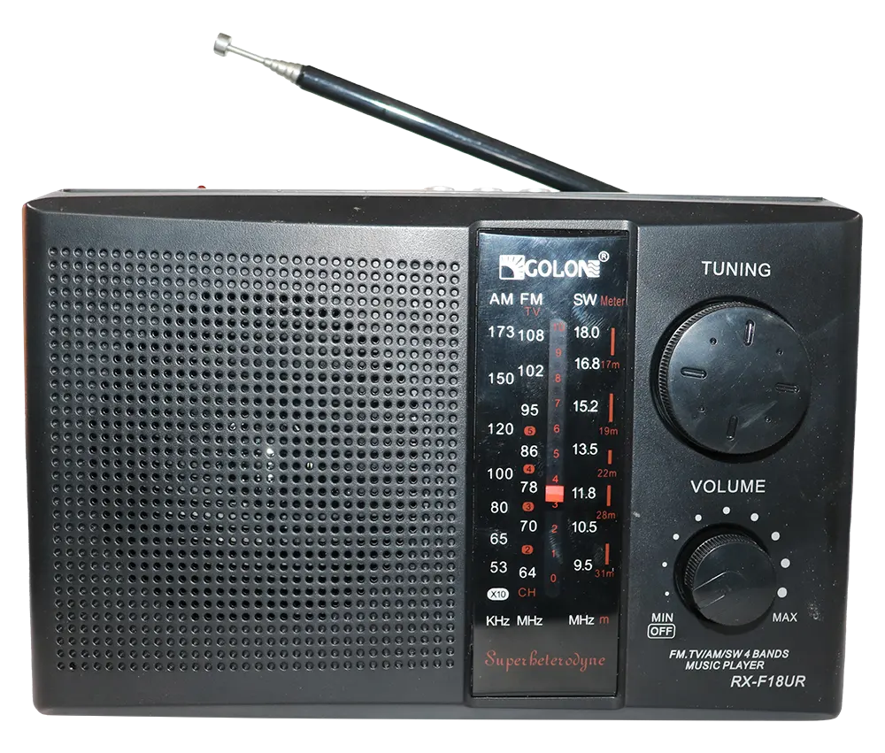 Golon Classic FM-AM-SW Portable Radio, Rechargeable Battery, Loud, Clear Sound, Headphone Jack, Black, RX.F18UR