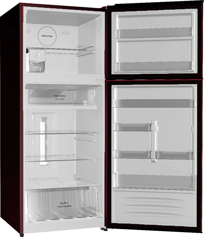 Fresh Refrigerator, No Frost, 471 Liters, 2 Doors, Digital, Burgundy Glass, FNT-MR580YGDR