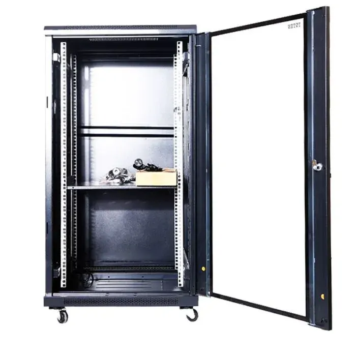 راك سيستم، 22 وحدة، باب زجاجي، (600×600) ملم، OR-6622FS، أسود