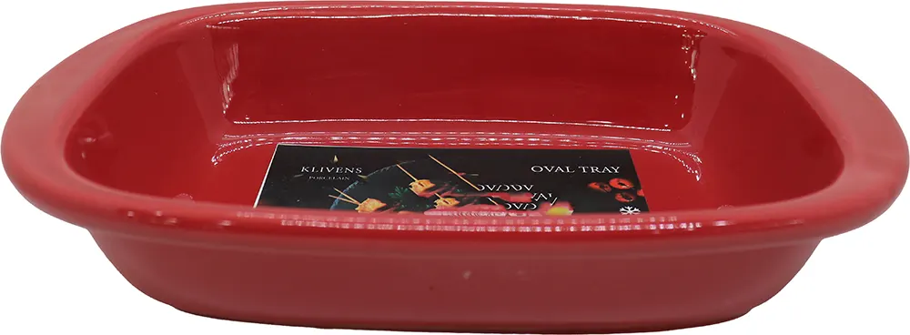 طاجن بورسلين مستطيل وسط - أحمر