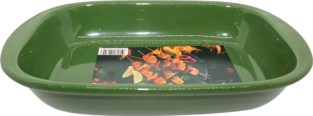 طاجن بورسلين مستطيل كبير- أخضر