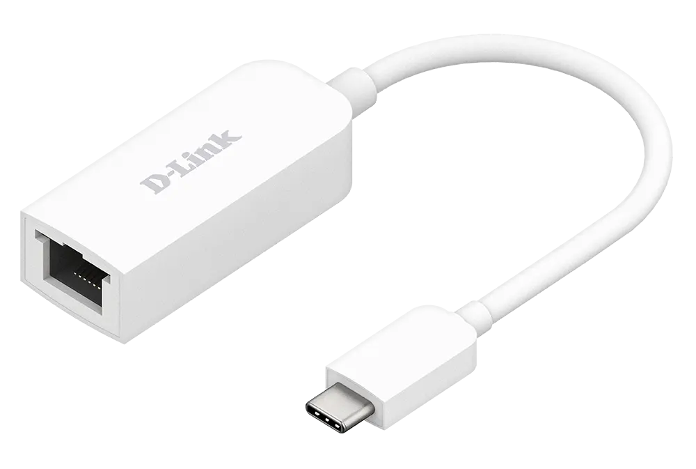 D-Link USB-C to RJ45 Adapter, Speeds 10-2500Mbps, White, DUB-E250