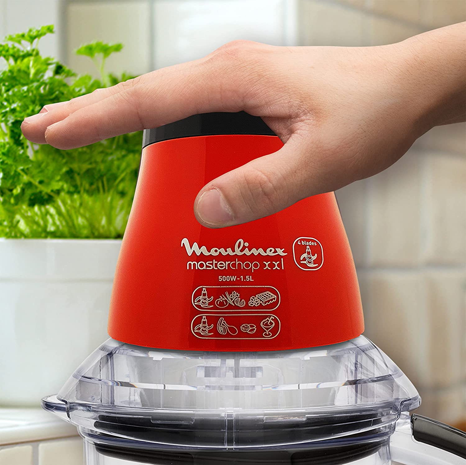 Moulinex Chopper, 500 Watt, 1.5 Liter, Red, DJ4700EG1 Elghazawy Shop