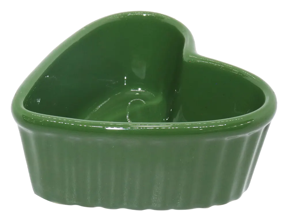 Heart shaped porcelain sauce dish - green