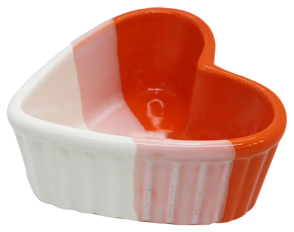Porcelain sauce dish heart shape orange-white