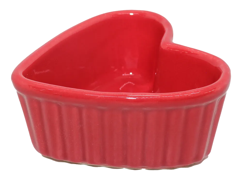 Heart shaped porcelain sauce dish - red