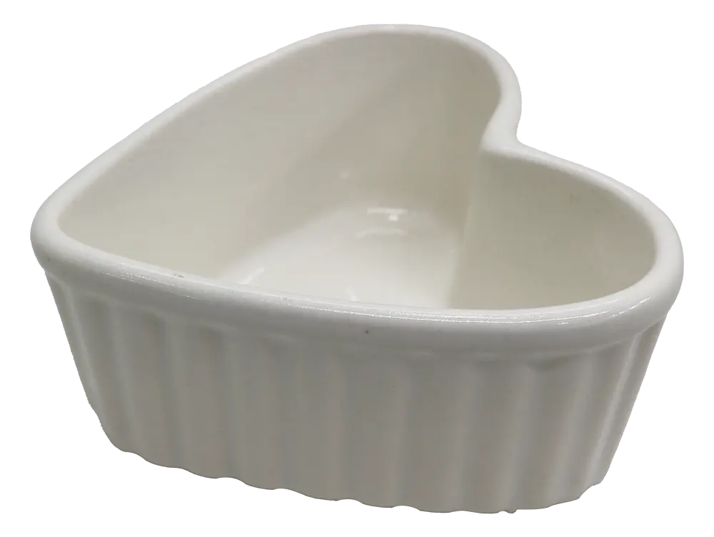 Heart shaped porcelain sauce dish - white