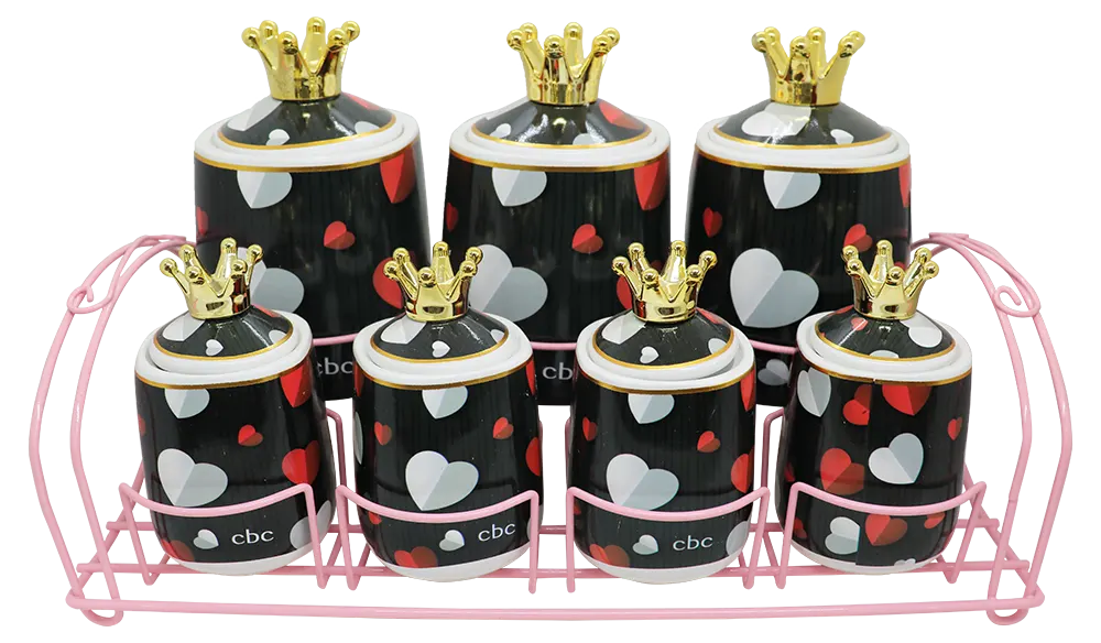 طقم توابل بورسلين من بلازا بغطاء بورسلين و حامل، 15 قطعة، أسود