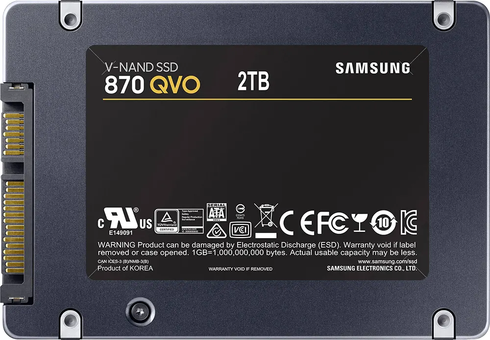 هارد ديسك سامسونج داخلي QVO 870 ، SATA III 2.5 أنش  ،2 تيرابايت،  SSD، لأجهزة الكمبيوتر المحمولة ، أسود ، MZ-77E2T0