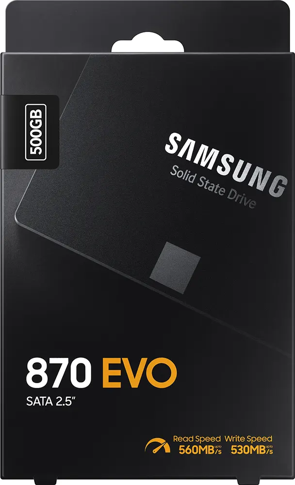 سامسونج 870 EVO هارد ديسك SATA 2.5" SSD، داخلي ،للكمبيوتر المحمول والمكتبي، 500 جيجابايت، MZ-77E500، أسود