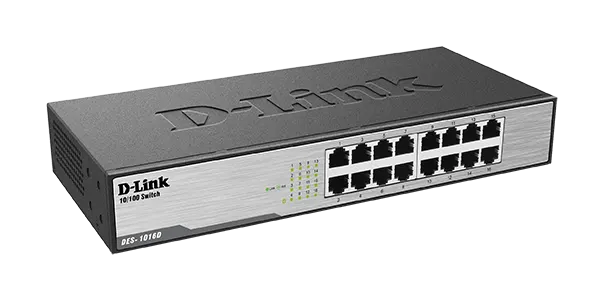 D-Link Desktop Unmanaged Switch, 16 Ports, Black, DES-1016D
