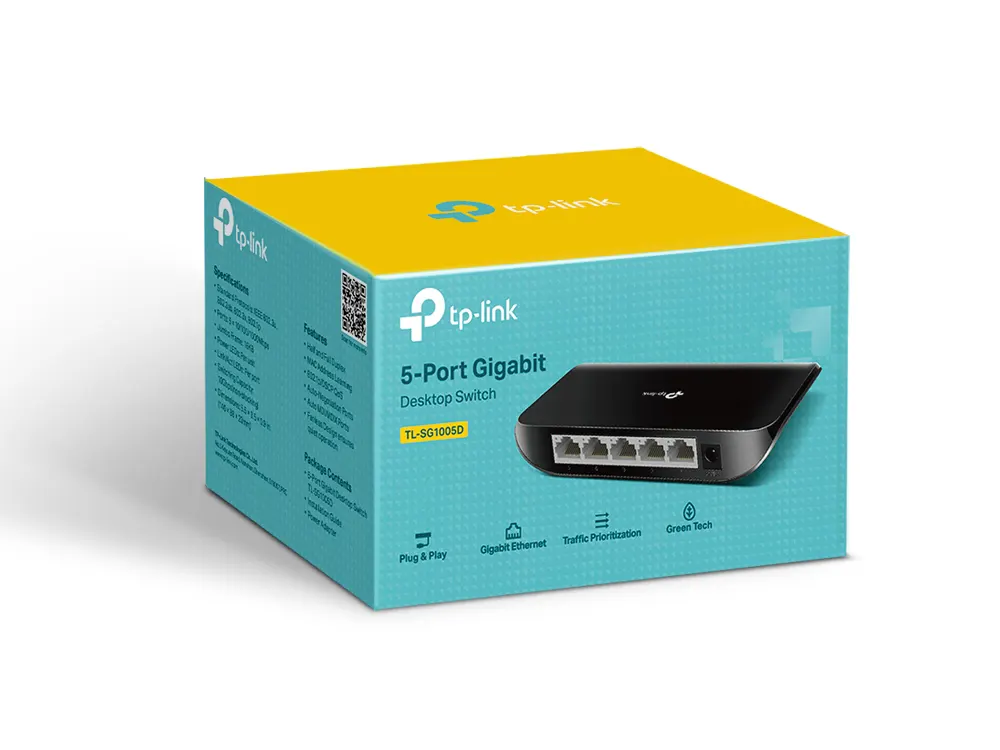 TP-Link Desktop Switch, 5 Ports, Gigabit, Black, TL-SG1005D